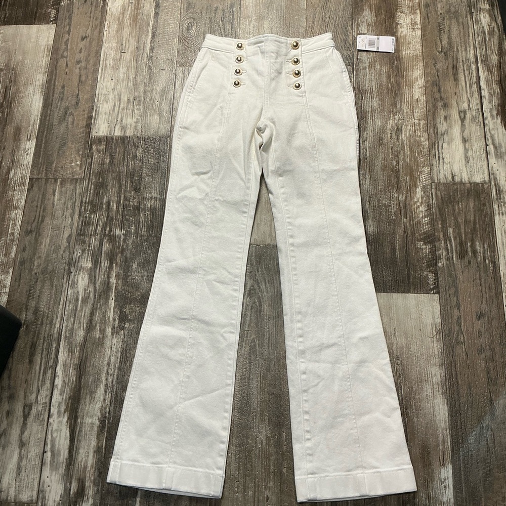 Michael Kors White Wide-Leg Sailor Jeans